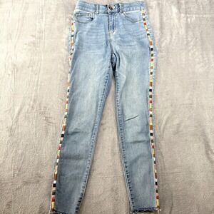 Knox Rose‎ Womens Skinny Jeans Size 2 Side Trim Skinny Light Wash Boho Denim